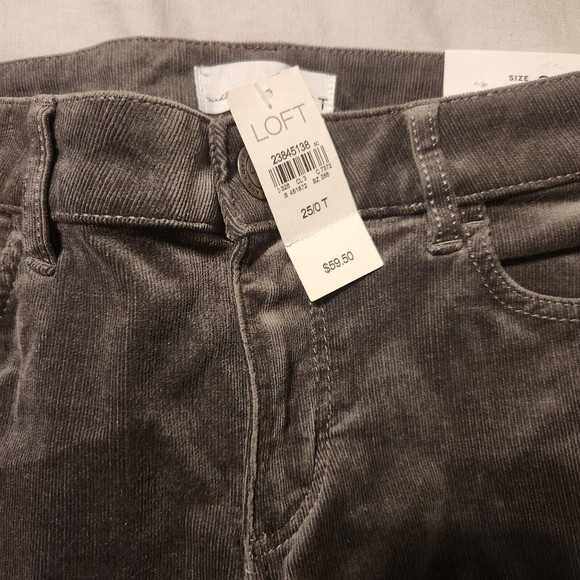 Loft Curvy Skinny Gray Corduroy Pants Women's Size 25 Waist 0T - Picture 5 of 6